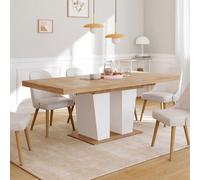 IDMarket – Table à manger extensible ELIAD rectangle 6-10 personnes bois et blanc 160-200 cm