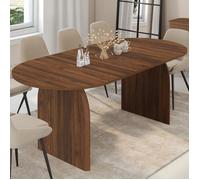 IDMarket - Table à Manger Extensible japandi Ovale Edith 6-10 Personnes Effet Noyer 160-200 cm