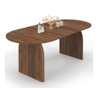 IDMarket - Table à Manger Extensible japandi Ovale Edith 6-10 Personnes Effet Noyer 160-200 cm