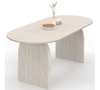 IDMarket - Table à Manger Extensible japandi Ovale Edith 6-10 Personnes façon travertin 160-200 cm