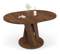 IDMarket - Table à Manger Extensible Jasmine 110-150 cm | Ronde 4-8 personnes pied central noyer