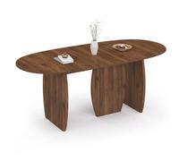 Table à manger extensible japandi ovale MARILOU 6-10 personnes 3 pieds noyer 160-200 cm