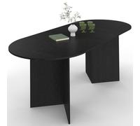 Table à manger extensible ovale MARTHE 6 -10 personnes bois noir