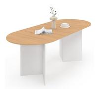 IDMarket - Table à Manger Extensible Ovale Marthe 160-200 cm hêtre et Blanc | Capacité 6-10 personnes
