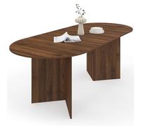 IDMARKET Table à manger extensible ovale MARTHE 6 -10 personnes noyer 160-200 cm