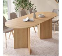 IDMarket - Table à Manger Extensible Ovale Marthe 6-10 Personnes Bois façon hêtre 160-200 cm