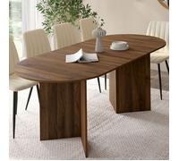 IDMARKET Table à manger extensible ovale MARTHE 6 -10 personnes noyer 160-200 cm