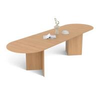 IDMarket - Table à Manger Extensible Ovale Marthe 6-12 Personnes Bois façon hêtre 200-300 cm