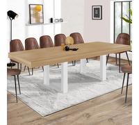 IDMARKET Table à manger extensible PHOENIX 10-12 personnes bois et blanc 200-300 cm
