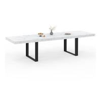 IDMarket - Table à Manger Extensible Phoenix Rectangle 6-12 Personnes Plateau Effet marbre Blanc Alaska 200-300 cm