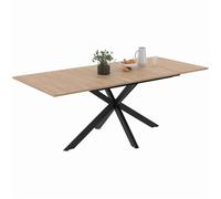 Table à manger extensible rectangle ALIX avec rangement 6-10 personnes bois et noir 160-200 cm