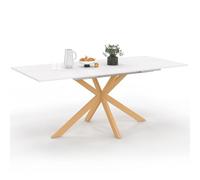 IDMarket Table à manger extensible Alix 160-200 cm 6-10 pers pied araignée bois plateau blanc