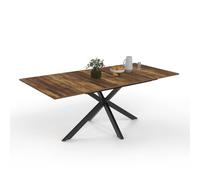 IDMarket - Table à Manger Extensible Rectangle Alix 6-10 Personnes Pied araignée Noir et Plateau Bois foncé Hawkins 160-200 cm