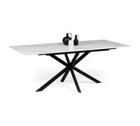 IDMarket Table à manger extensible Alix 6-10 pers Plateau Blanc Alaska Pied araignée noir 160-200 cm