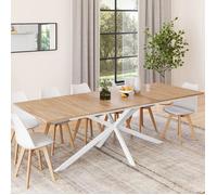 IDMarket - Table à Manger Extensible Rectangle Alix 8-12 Personnes Pied araignée Bois et Blanc 200-240 cm