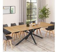 Idmarket Table À Manger Extensible Rectangle Alix Avec Rangement 10-12 Personnes Pied Araignée Bois Et Noir 200-240 Cm Noir