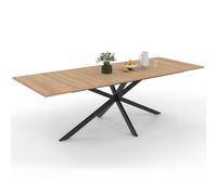 Idmarket Table À Manger Extensible Rectangle Alix Avec Rangement 10-12 Personnes Pied Araignée Bois Et Noir 200-240 Cm Noir
