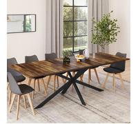 IDMarket - Table à Manger Extensible Rectangle Alix 8-12 Personnes Pied araignée Noir et Plateau Bois foncé Hawkins 200-240 cm