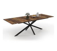 IDMarket - Table à Manger Extensible Rectangle Alix 8-12 Personnes Pied araignée Noir et Plateau Bois foncé Hawkins 200-240 cm