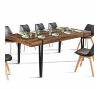 IDMarket – Table à manger extensible Austria 6-10 personnes bois foncé pied épingle noir 160-200 cm