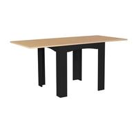IDMarket - Table à Manger Extensible Rectangle Dona 80-160 cm Noir et Bois | Coloris noir et plateau façon hêtre, capacité 4-8 personnes