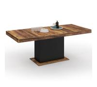 IDMarket Table à manger extensible EDEN – Plateau HAWKINS bois foncé/noir 160-200 cm 6-10 pers