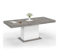 IDMarket - Table à Manger Extensible Rectangle Eden 6-10 Personnes béton et Blanc 160-200 cm