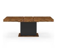 IDMarket - Table à Manger Extensible Rectangle Eden 6-10 Personnes Bois Effet Vieilli et Noir 160-200 cm