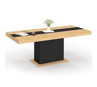 IDMarket - Table à manger extensible Eden rectangulaire 6-10 pers bois/noir bande centrale 160-200 cm