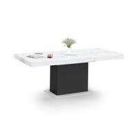 IDMARKET Table à manger extensible rectangle EDEN 6-10 personnes plateau effet marbre blanc ALASKA et noir 160-200 cm