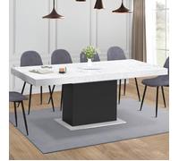 IDMarket - Table à Manger Extensible Rectangle Eden 6-10 Personnes Plateau Effet marbre Blanc Alaska et Noir 160-200 cm