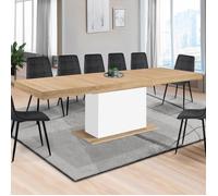 IDMarket - Table à Manger Extensible Rectangle Eden 8-12 Personnes Bois et Blanc 200-250 cm