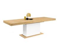 IDMarket - Table à Manger Extensible Rectangle Eden 8-12 Personnes Bois et Blanc 200-250 cm