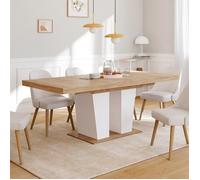 IDMARKET Table à manger extensible rectangle ELIAD 6-10 personnes bois et blanc 160-200 cm