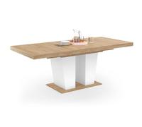 IDMarket – Table à manger extensible ELIAD rectangle 6-10 personnes bois et blanc 160-200 cm