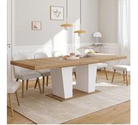 IDMarket - Table à Manger Extensible Rectangle ELIAD 8-12 Personnes Bois et Blanc 200-250 cm