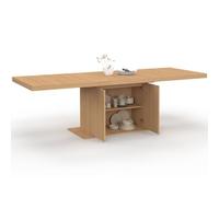 IDMarket - Table à Manger Extensible Rectangle Juliette 8-12 Personnes Pied Central Effet Lattes avec Rangement 200-250 cm