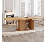 IDMARKET Table à manger extensible rectangle JULIETTE 8-12 personnes pied central effet lattes avec rangement 200-250 cm