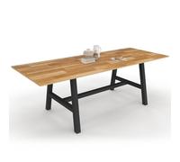 IDMarket - Table à Manger Extensible Rectangle Madeleine 160-240 cm | Coloris bois et métal noir, capacité 6-12 personnes