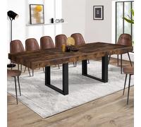 IDMarket - Table à Manger Extensible Rectangle Phoenix 6-12 Personnes Bois Effet Vieilli et Noir 200-300 cm