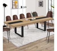 IDMarket - Table à Manger Extensible Rectangle Phoenix 6-12 Personnes Bois et Noir Bande Centrale Noire 200-300 cm
