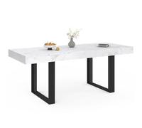 IDMarket - Table à manger extensible rectangle PHOENIX - Effet marbre - 4-8 pers. - 160-200 cm