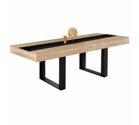 IDMarket - Table à Manger Extensible Rectangle Phoenix 160-200 cm | Coloris bois et noir avec bande centrale noire, capacité 4-8 personnes