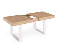 IDMarket - Table à Manger Extensible Rectangle Phoenix 4-8 Personnes Bois et Blanc 160-200 cm