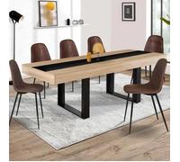 IDMarket – Table extensible rectangulaire PHOENIX 4-8 pers bois/noir bande centrale 160-200 cm
