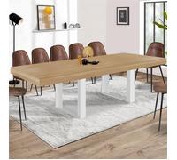 IDMARKET Table à manger extensible rectangle PHOENIX 6-12 personnes bois et blanc 200-300 cm