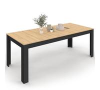IDMarket - Table à Manger Extensible Rectangle ROZY 6-10 Personnes Noire Plateau façon hêtre 160-200 cm