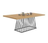 IDMarket - Table à Manger Extensible Rectangle Yuna 6-10 Personnes Plateau Bois et Pied Filaire en métal Noir 160-200 cm