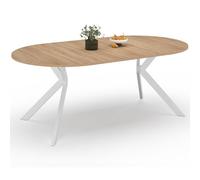IDMarket - Table à Manger Extensible Ronde Alix 110-200 cm Bois et Blanc | Avec pied araignée, capacité 4-10 personnes