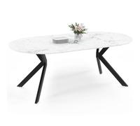 IDMarket - Table à Manger Extensible Ronde Alix 4-10 Personnes Pied araignée Noir Plateau Effet marbre Blanc Alaska 110-200 cm